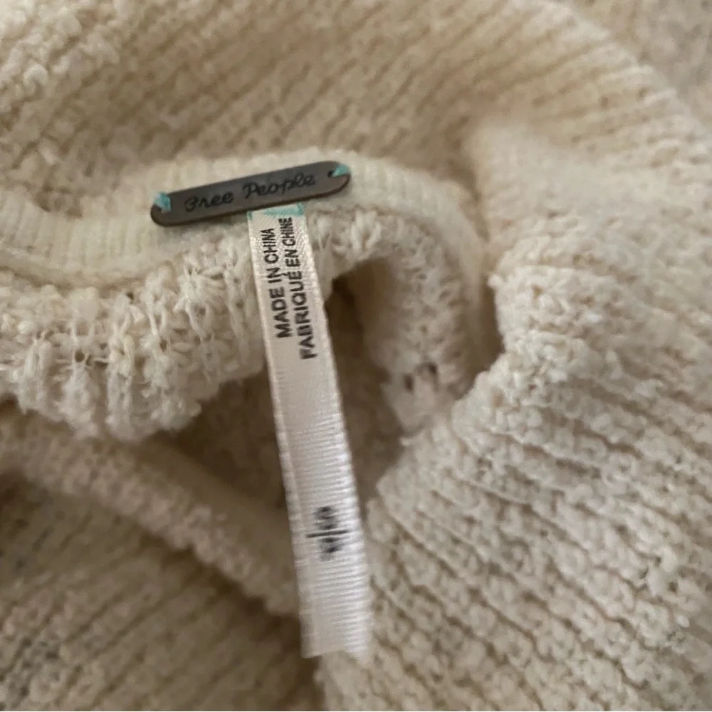 Free People By Your Side Sweater Ivory Cream Cowl Neck Oversized Nubby Sz Small